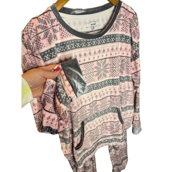 Kensie Pink Gray Cozy Soft Pull On Pajama Pants and Top Set Sz M - Picture 4 of 12